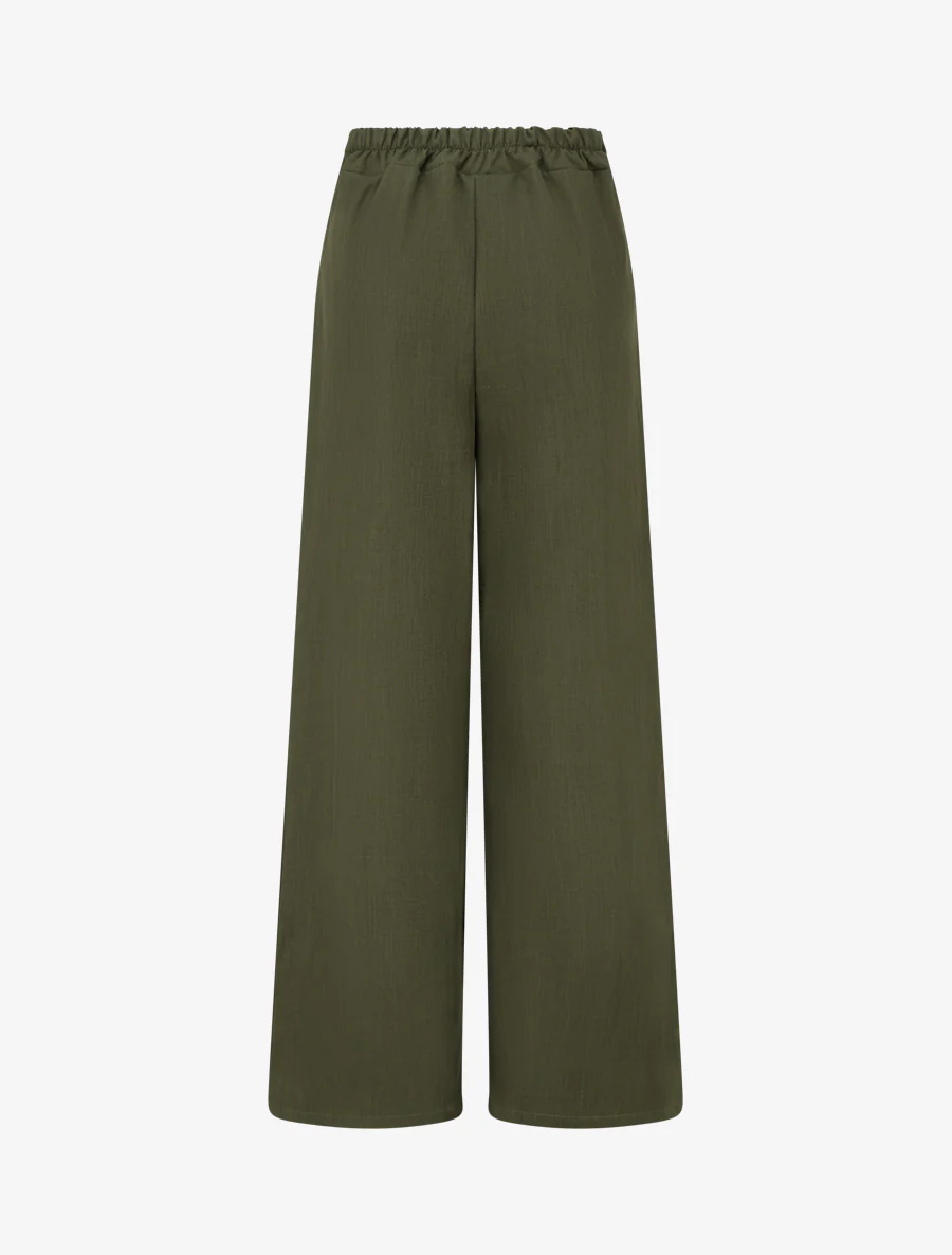 Wijde broek met riem en knopen - Kaki - Image 2
