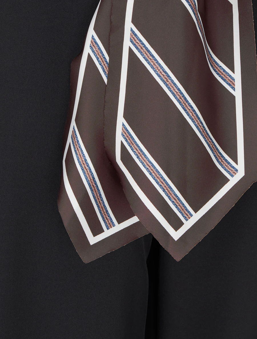 Wijde broek met sjaalstijl riem - Zwart - Image 3
