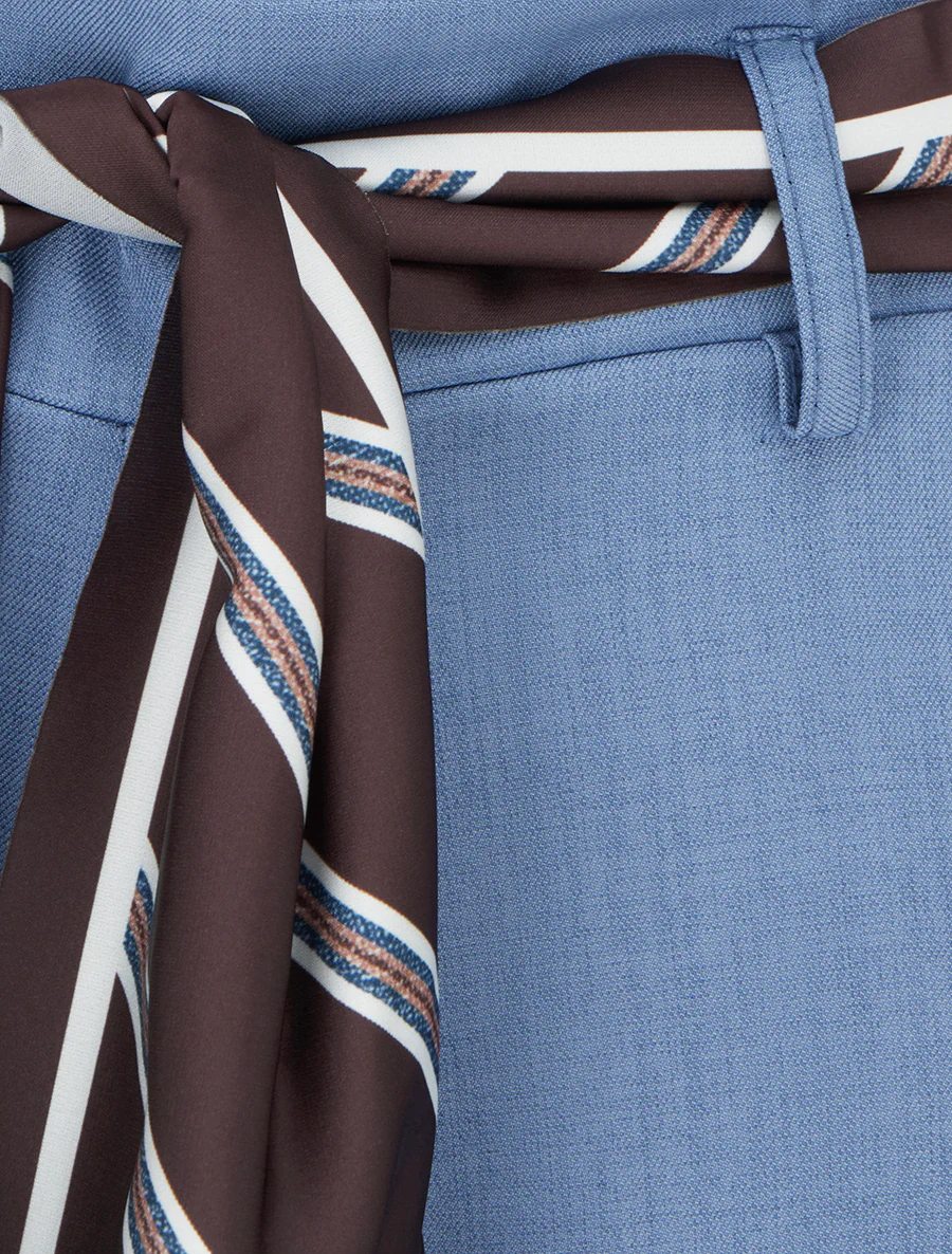 Wijde broek met sjaalstijl riem - Lichtblauw - Image 3