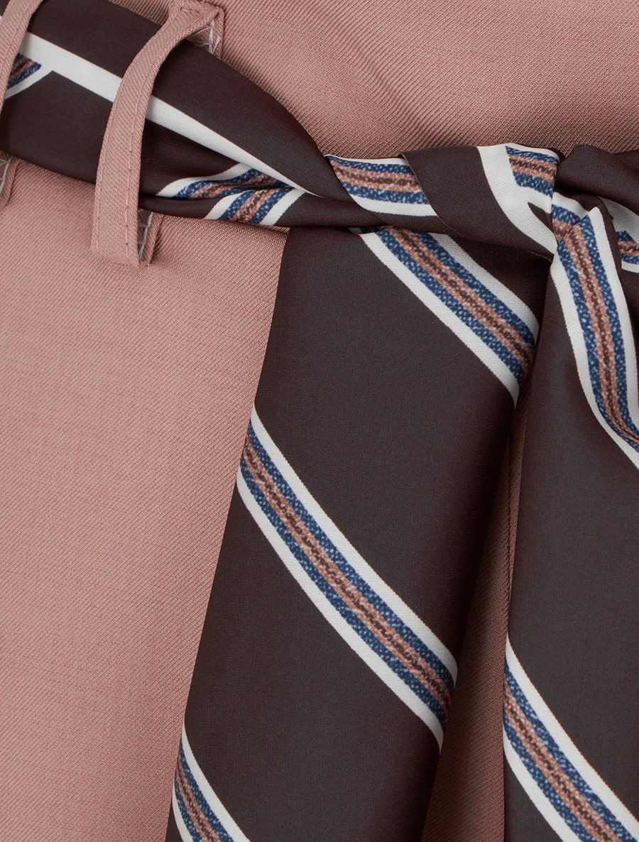 Wijde broek met sjaalstijl riem - Roos - Image 3