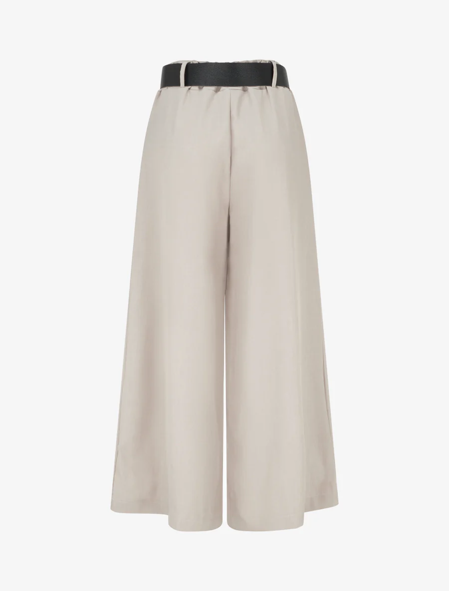 Wijde effen broek met hoge taille - Lichtmol - Image 2