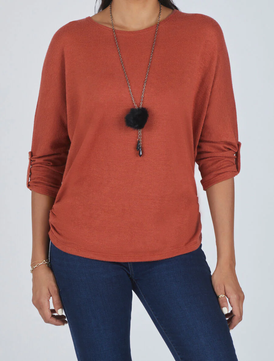 Effen trui met ketting - Roest - Image 4