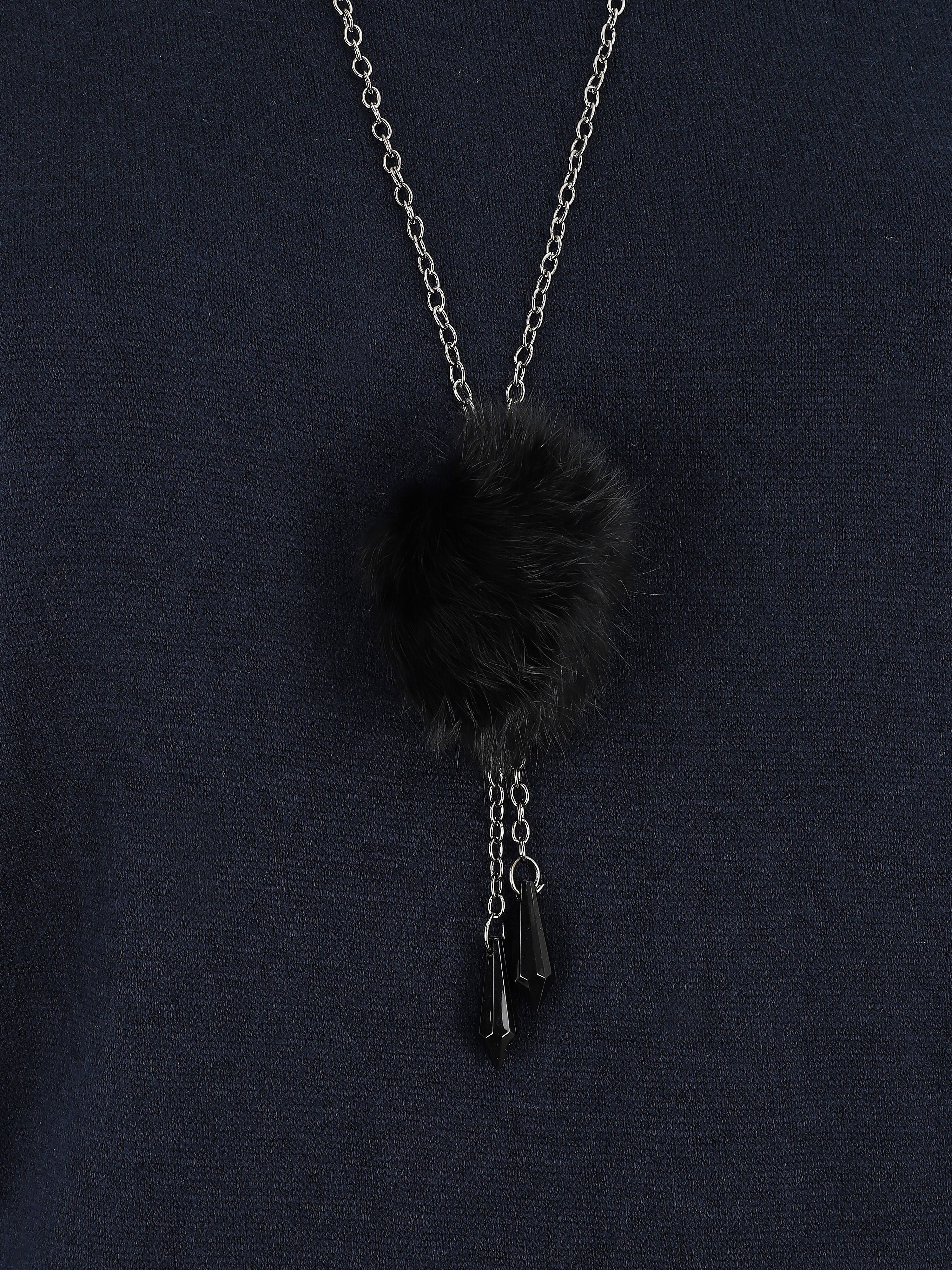 Effen ruime trui met ketting - Marineblauw - Image 3