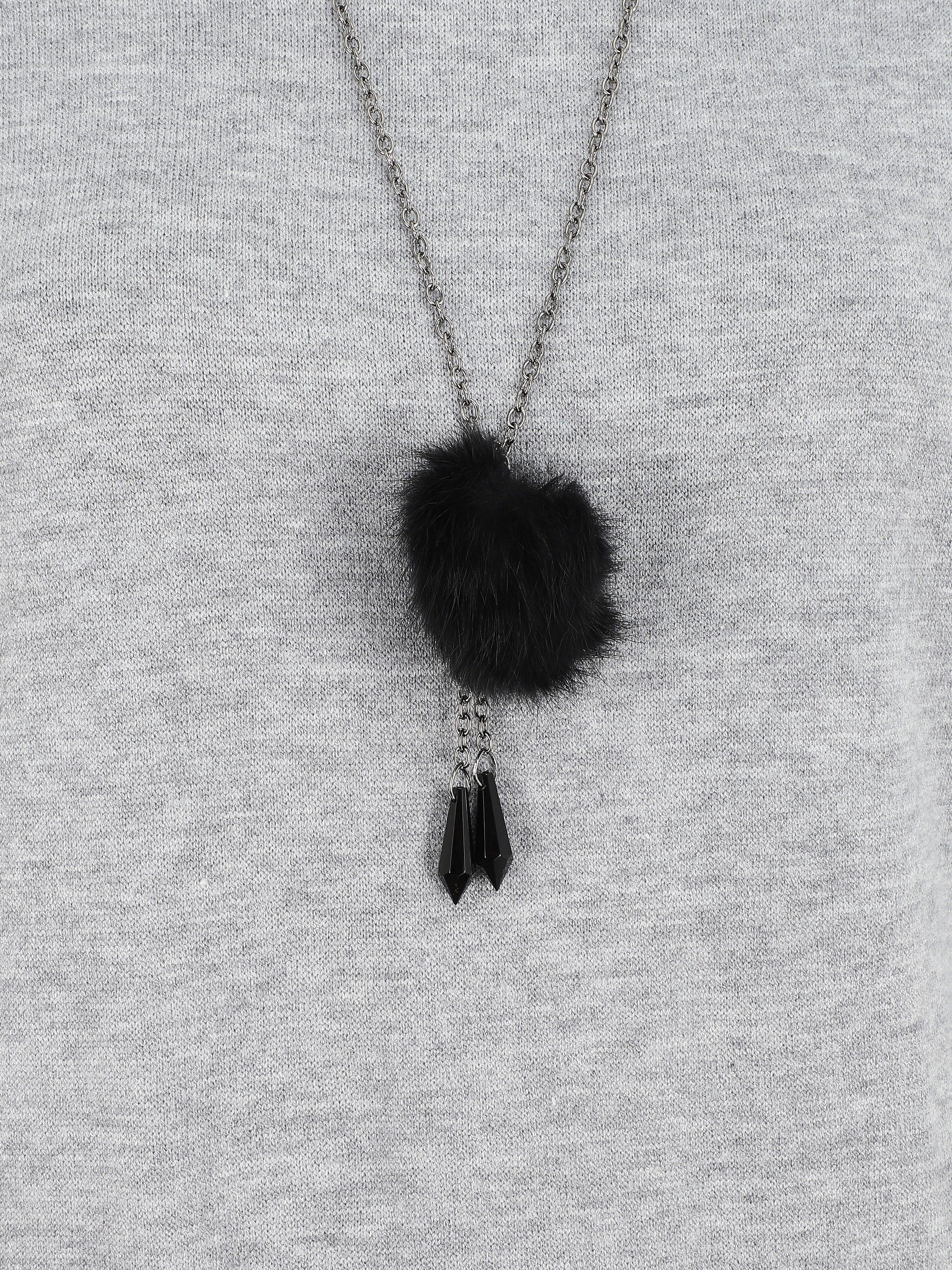 Effen ruime trui met ketting - Lichtgrijs - Image 3
