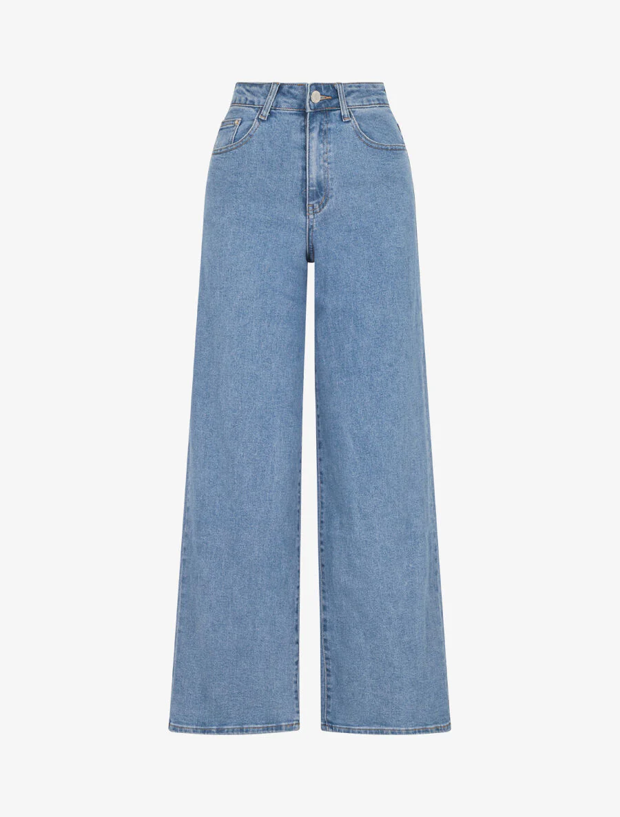 Wijde jeans in recht model - blauw