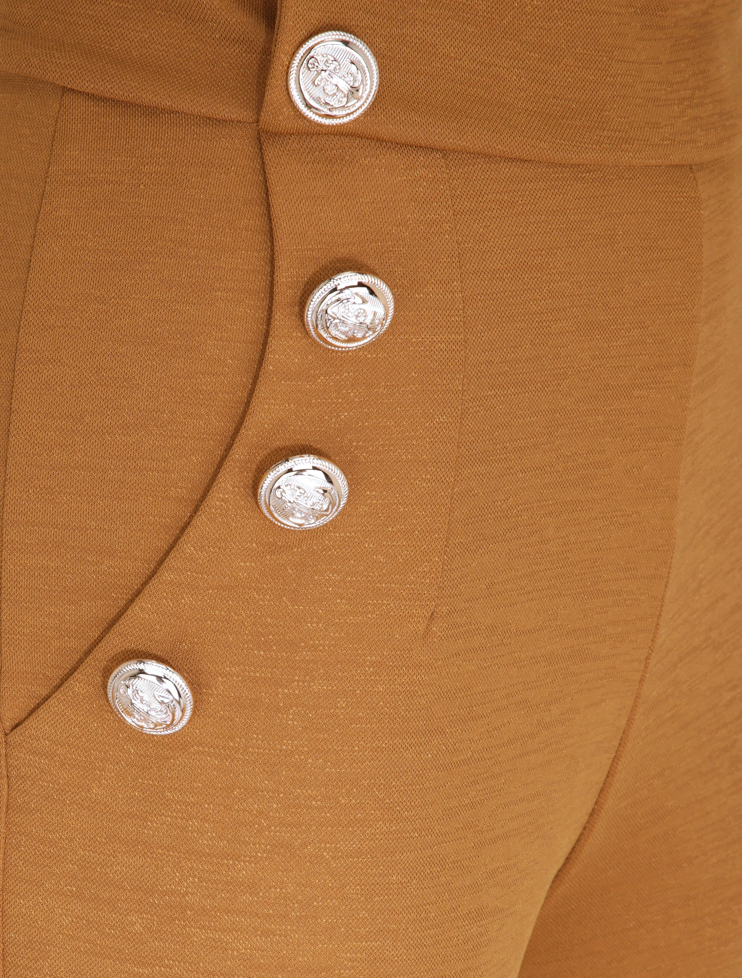 Wijde pijp en hoge taille broek - Kameel - Image 3