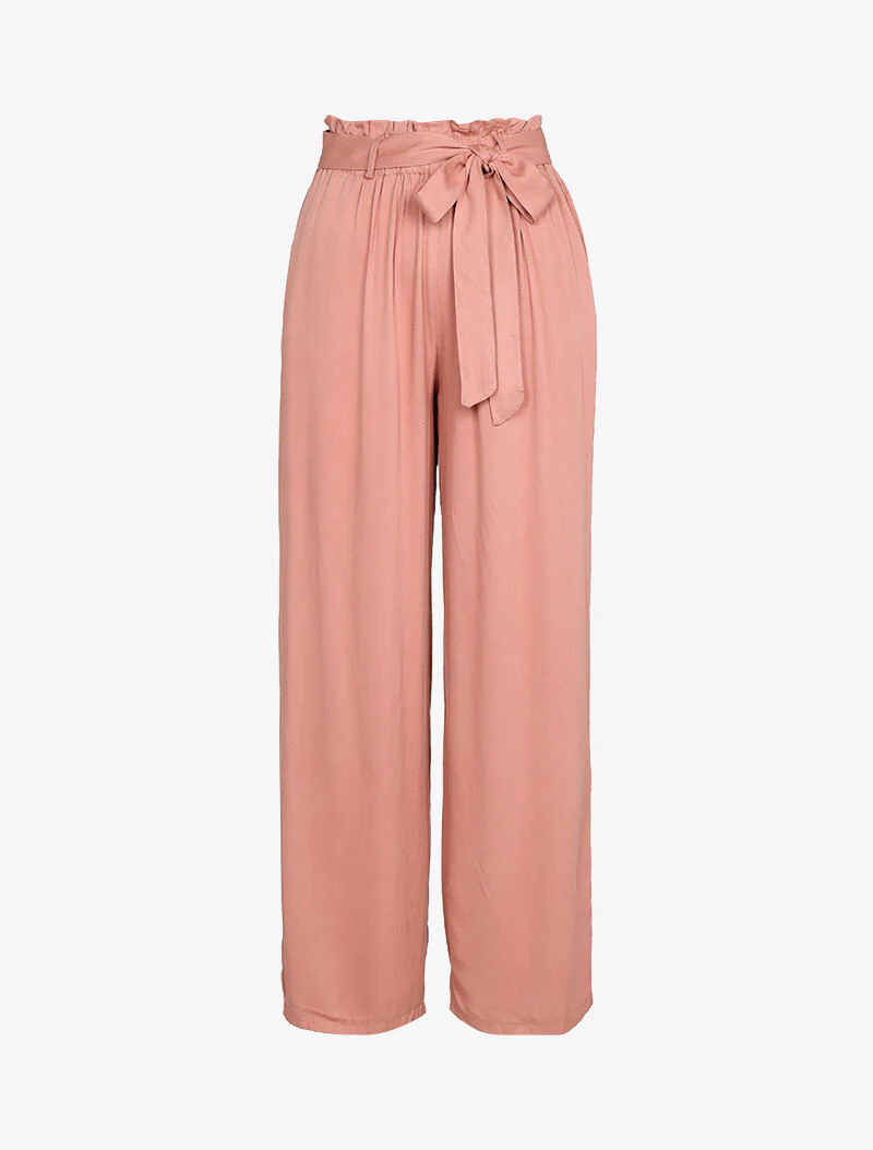 Wijde rechte broek met een vloeiende snit - roze