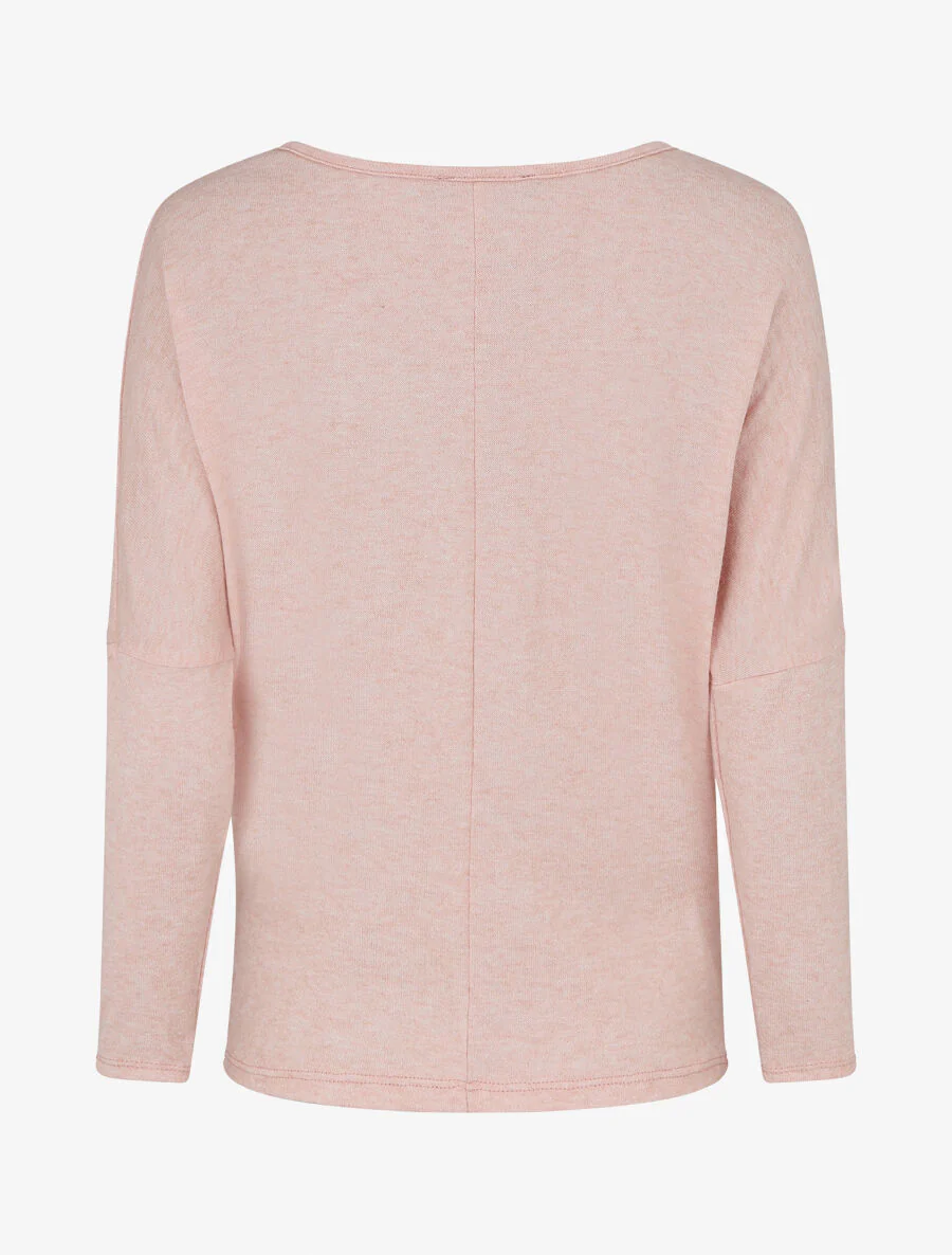 Wijde trui met iriserende verenprint - Roze - Image 2