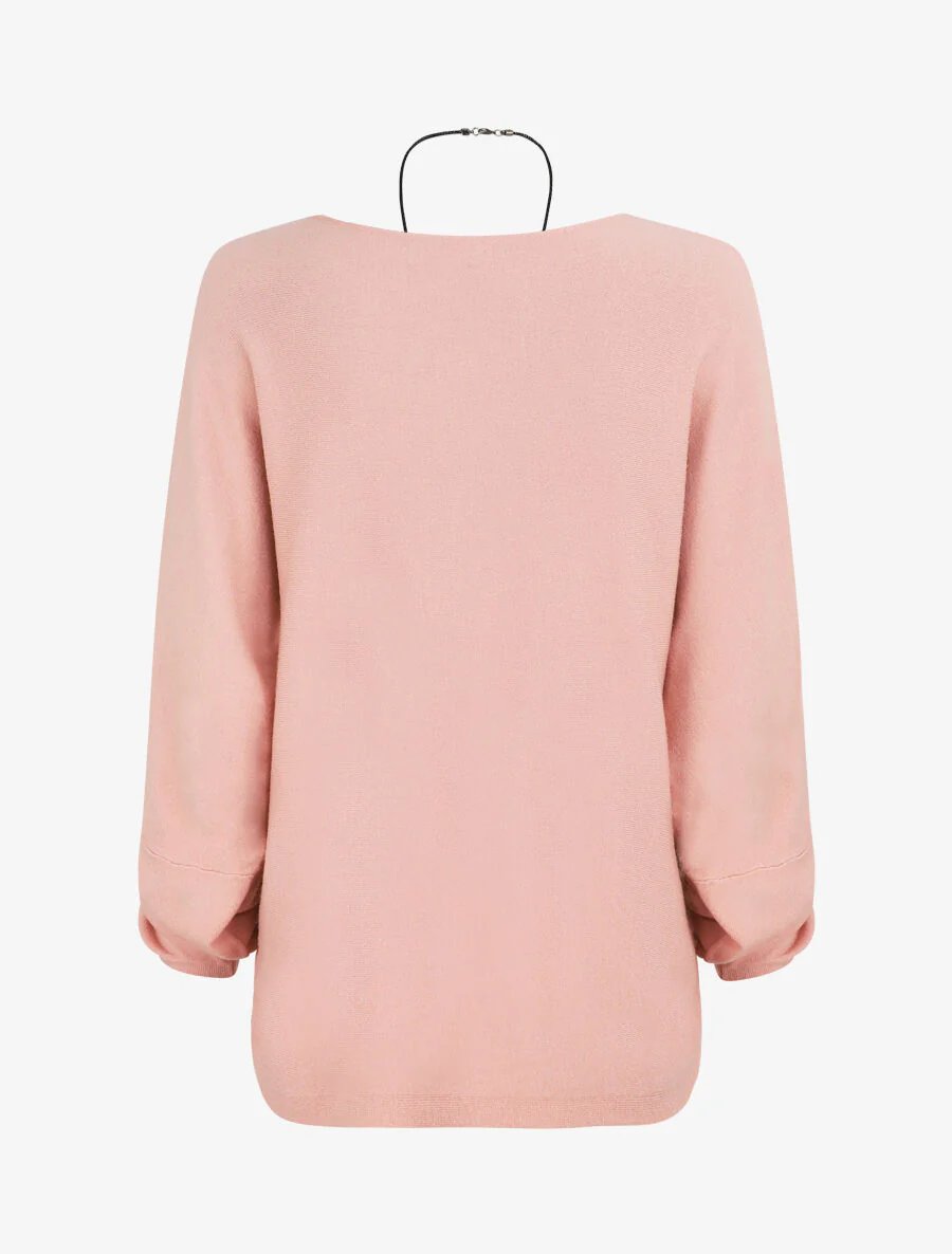 Wijde trui met manchetten met knopen - Roze - Image 2