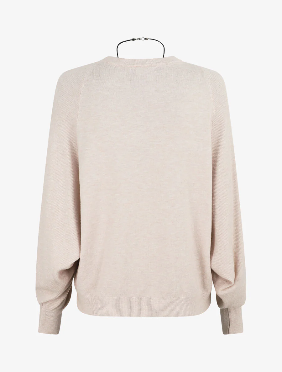 Wijde trui met mouwen van ribstof - beige - Image 2