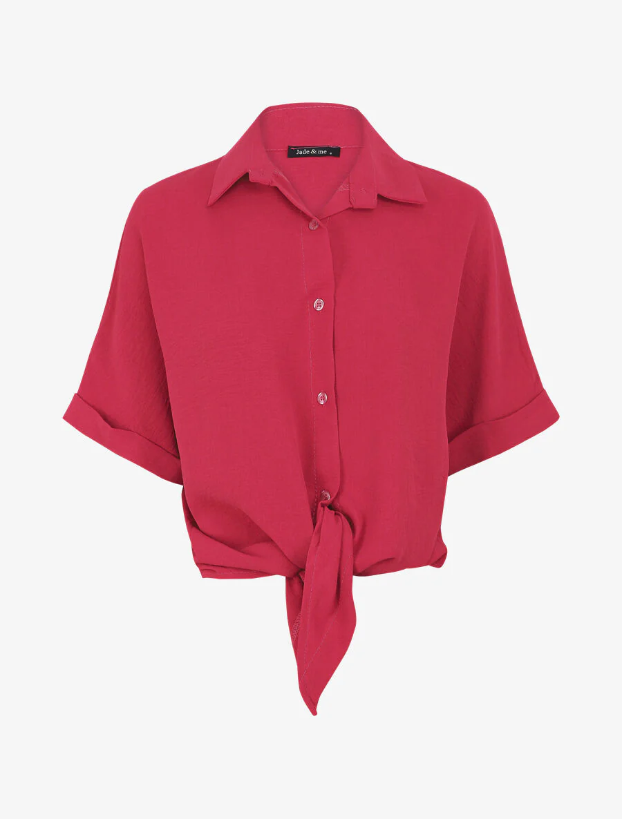 Wijde vierkante snit bloes - Fuchsia