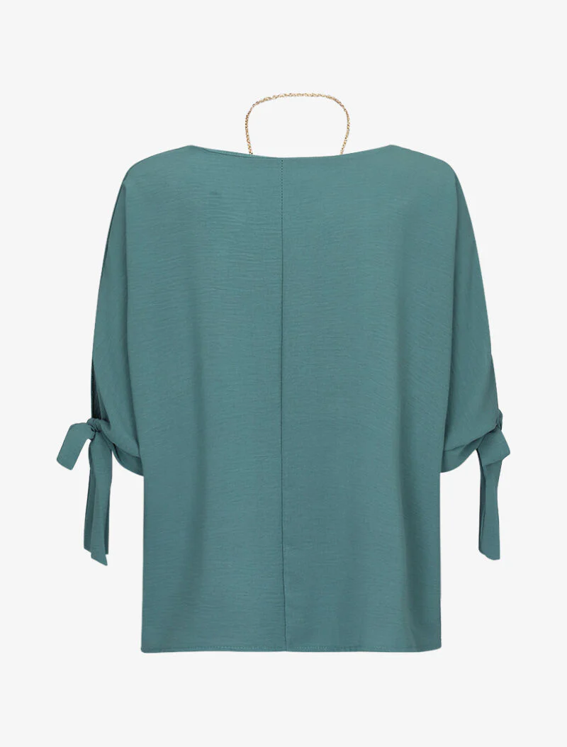 Wijdvallende top met lange ketting - groen - Image 2
