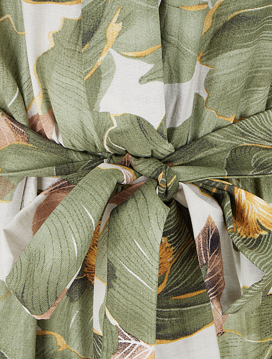 Wikkel jumpsuit met bloemenprint en overslagkraag - Kaki - Image 3
