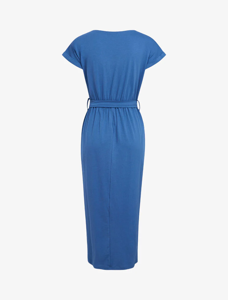 Wikkeljurk met knoopsluiting - karretjeblauw - Image 3