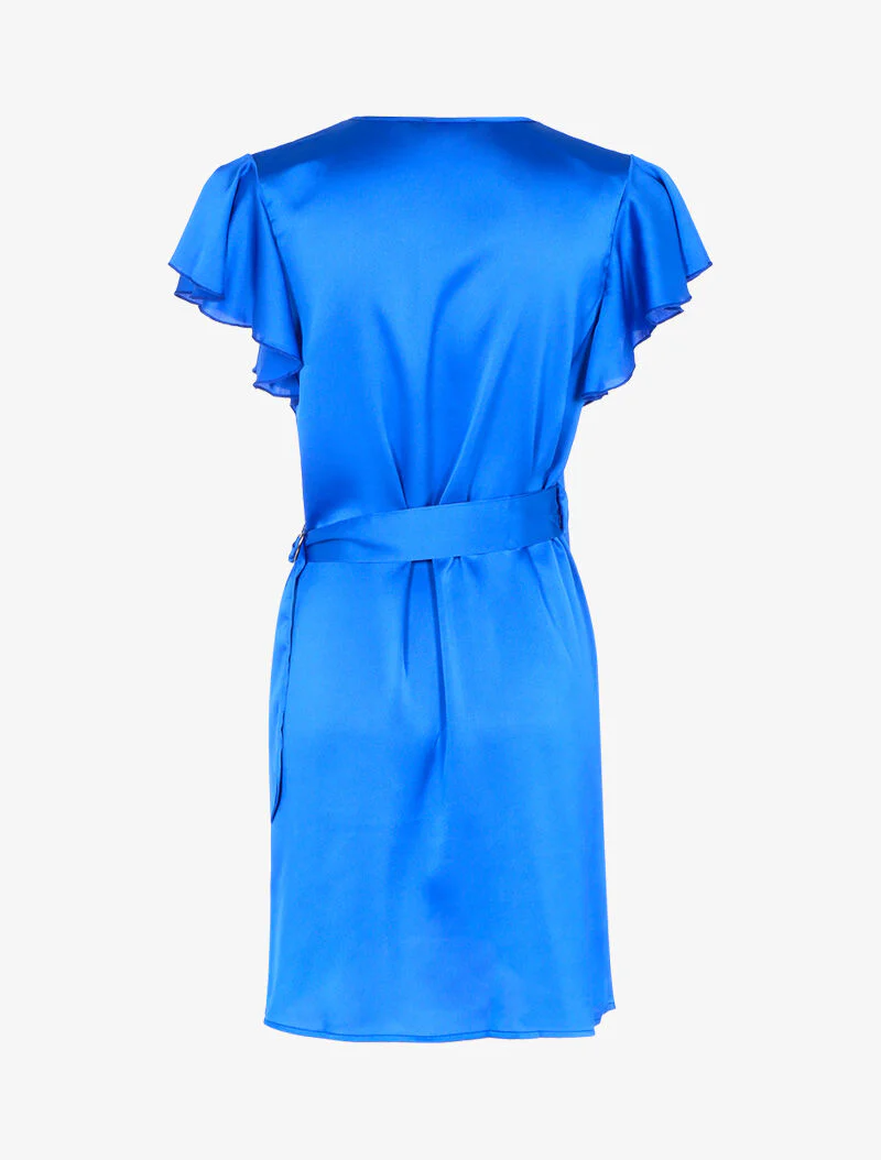 Satijnen wikkeljurk - elektrisch blauw - Image 2