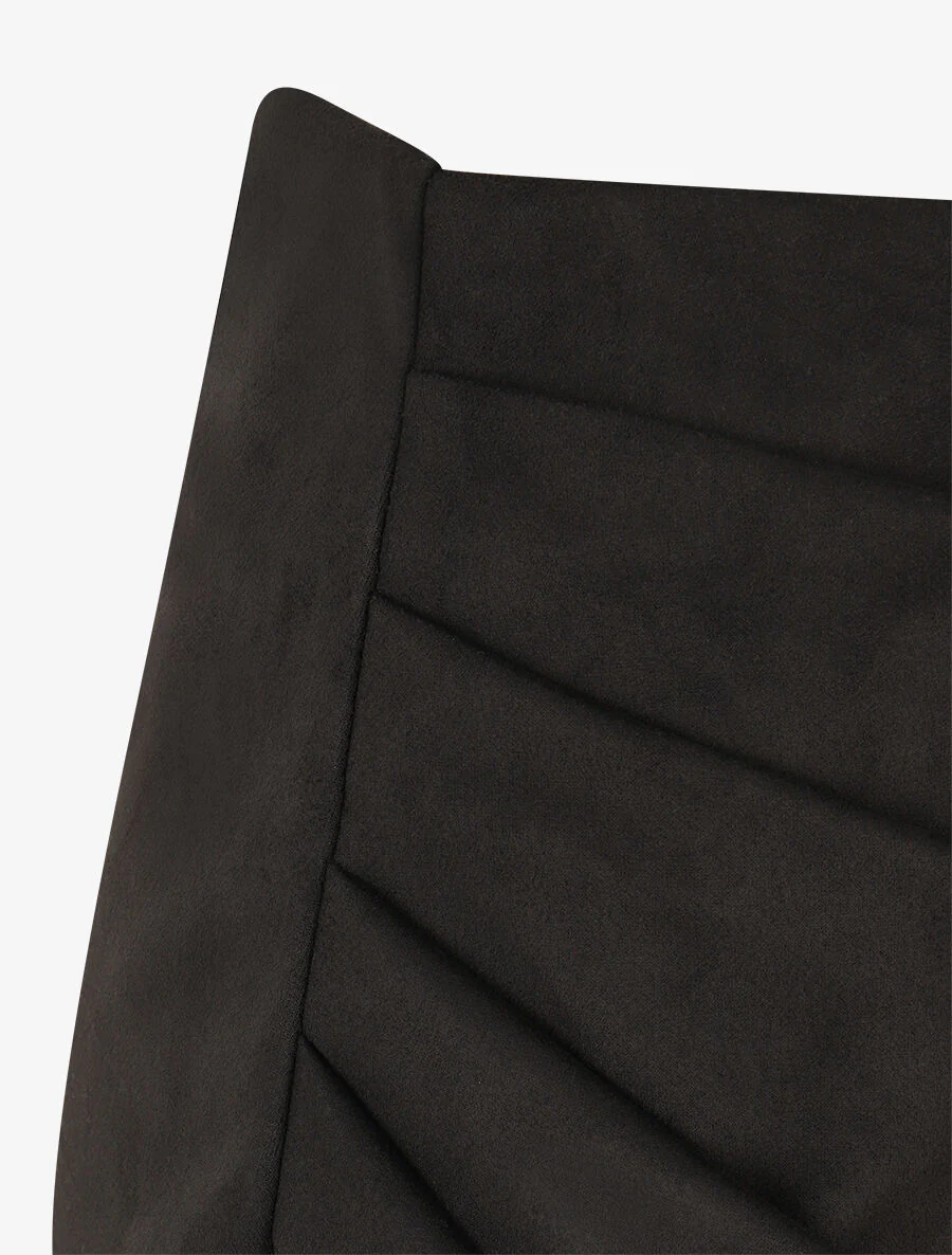 Wikkelrok met hoge taille van suedine - zwart - Image 3