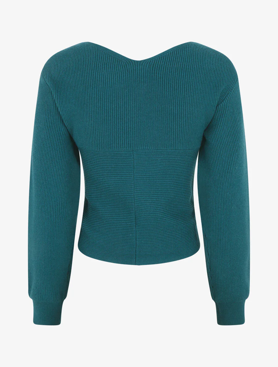 Wikkeltrui en asymmetrische onderkant - Blauwgroen - Image 2