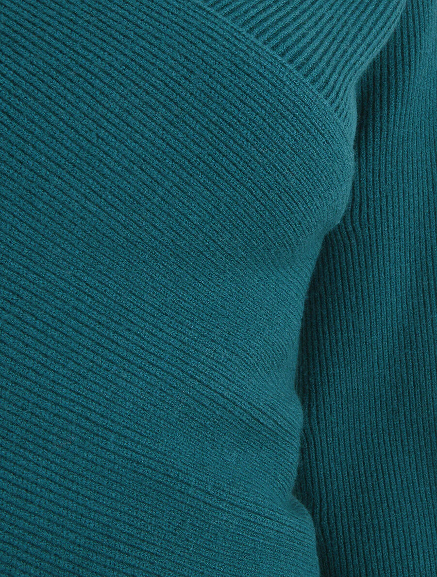 Wikkeltrui en asymmetrische onderkant - Blauwgroen - Image 3