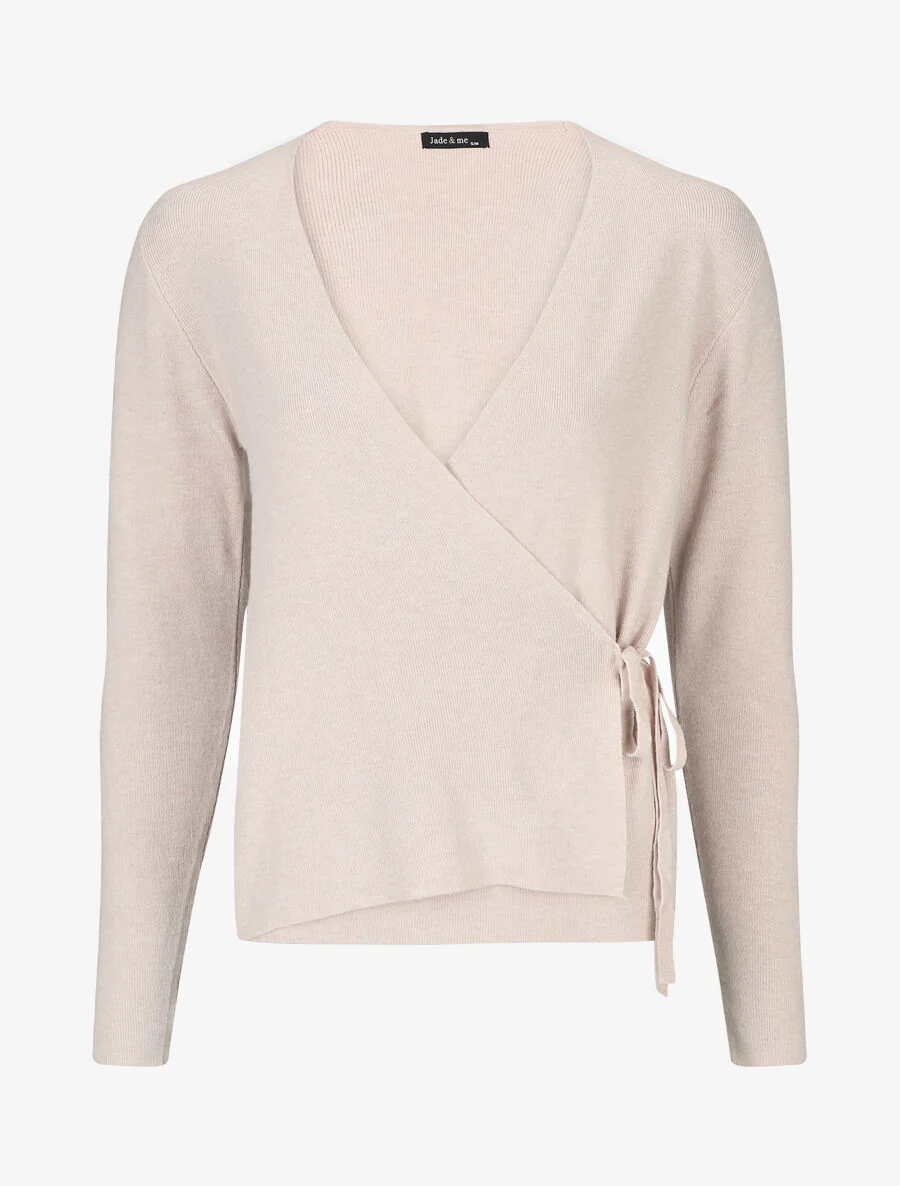 Wikkeltrui met lussen om te strikken - beige