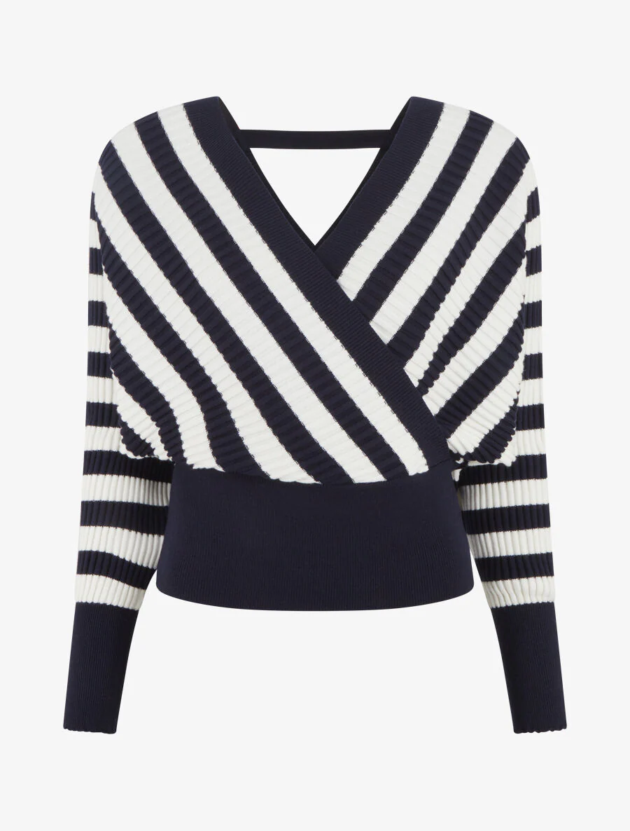 Wikkeltrui met strepen - Marineblauw