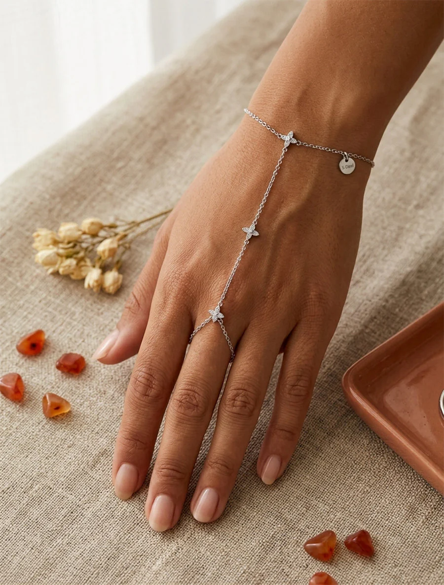 Wit zirkonia handketting armband - Geld
