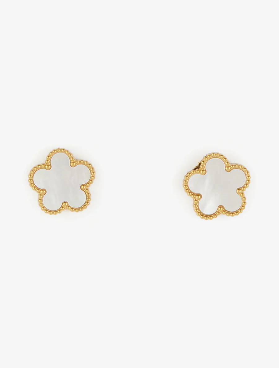 Witte emaillen oorringen - Goud - Image 2