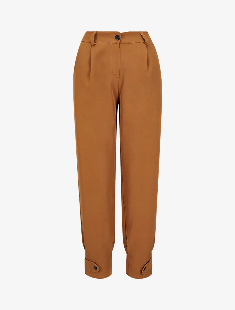 Carrotbroek met knoopsluiting bij de enkels - Camel