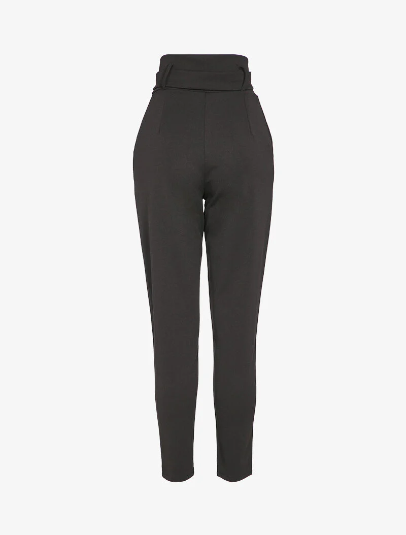 Carrot-fit broek met rits en hoge taille - Zwart - Image 2