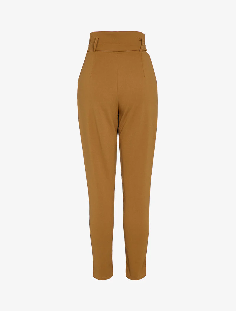 Empire taille rits wortelbroek - Camel - Image 2
