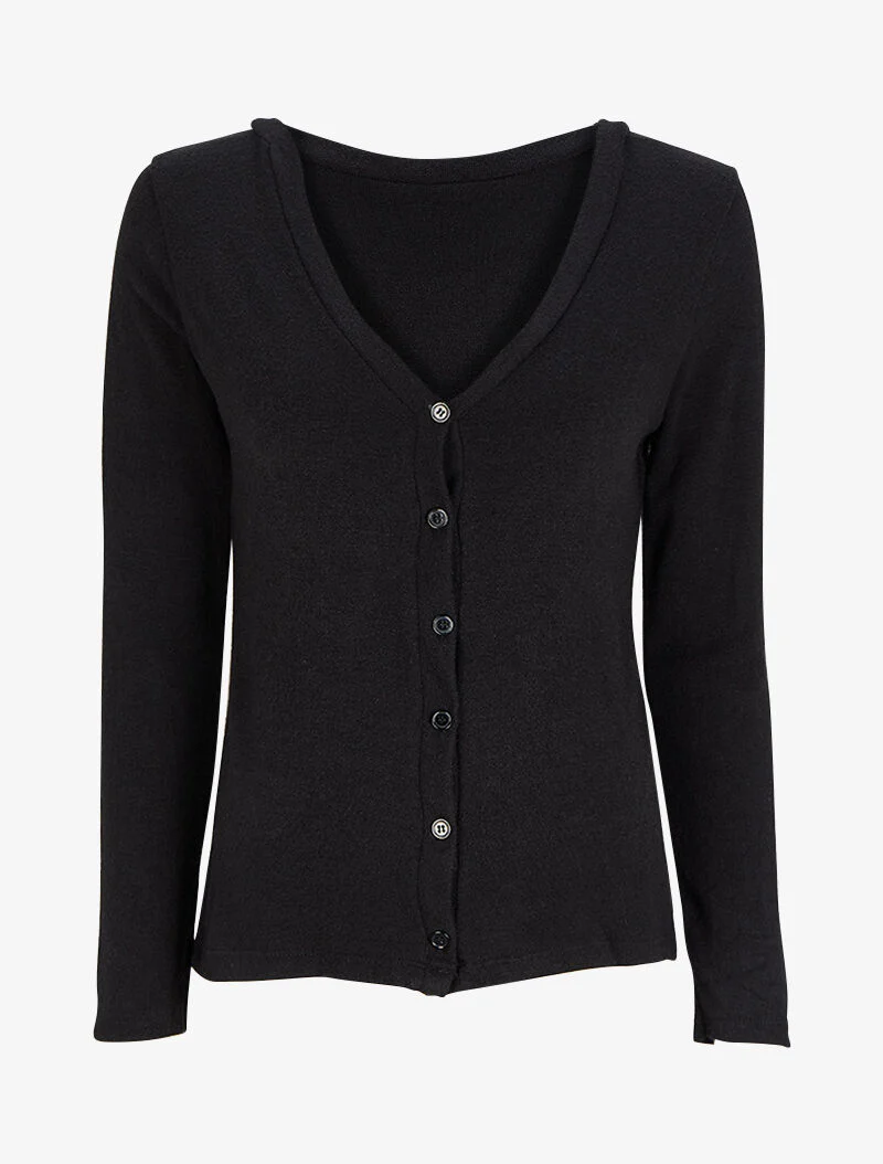 Zachte gebreide gilet met V-hals - Zwart