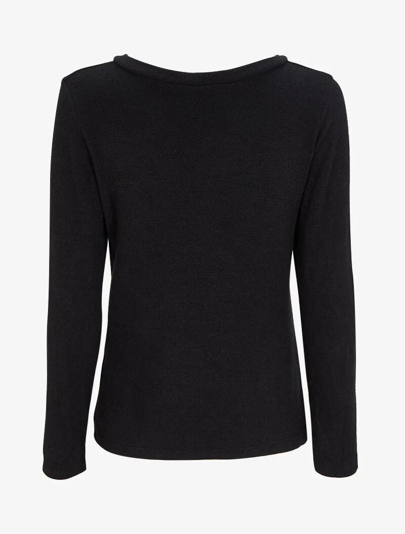 Zachte gebreide gilet met V-hals - Zwart - Image 2