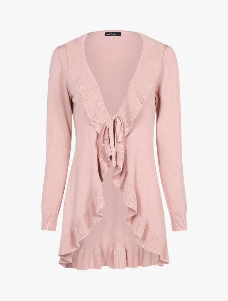 Zacht vest met rucheranden - roze