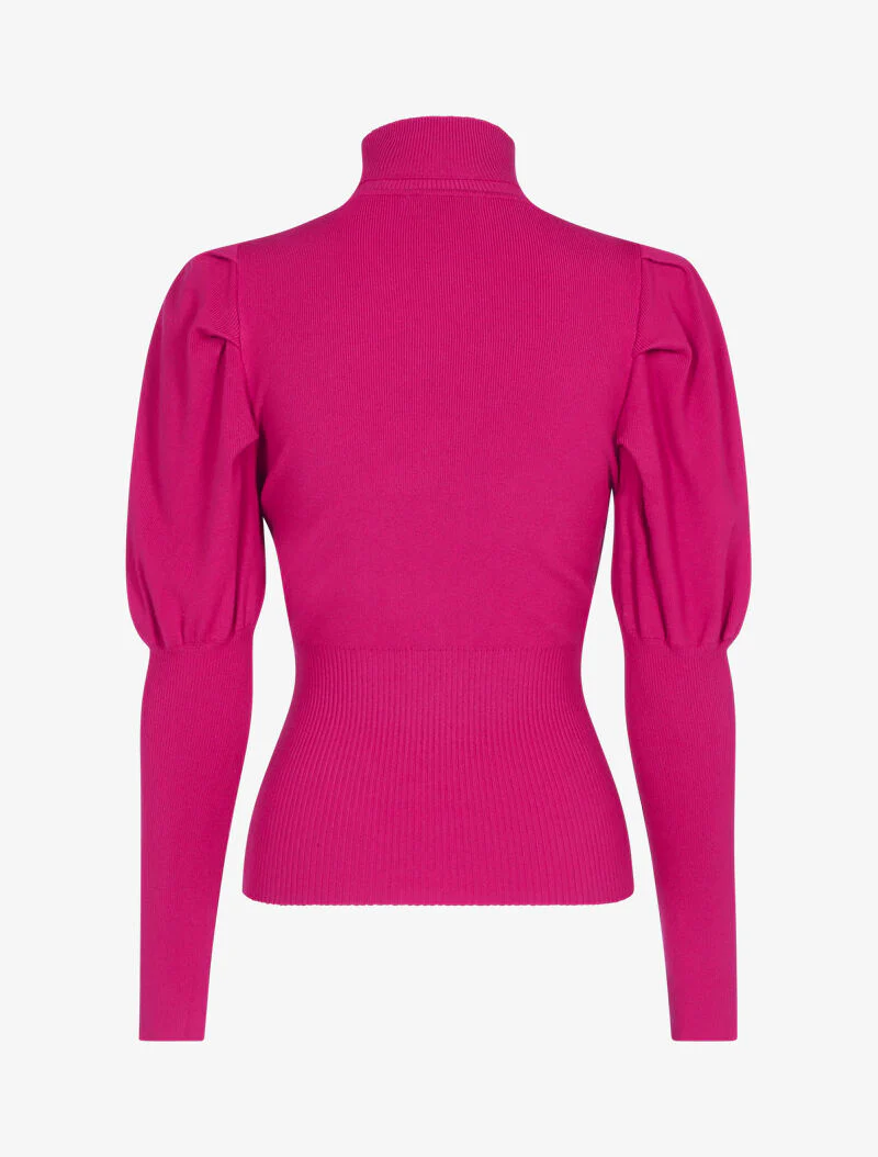 Zachte trui met pofmouwen - fuchsia - Image 2
