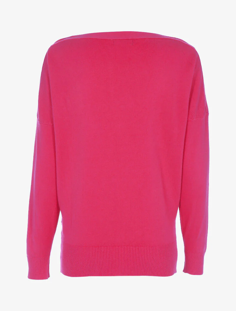 Zachte trui met ritsen op de schouders - fuchsia - Image 2
