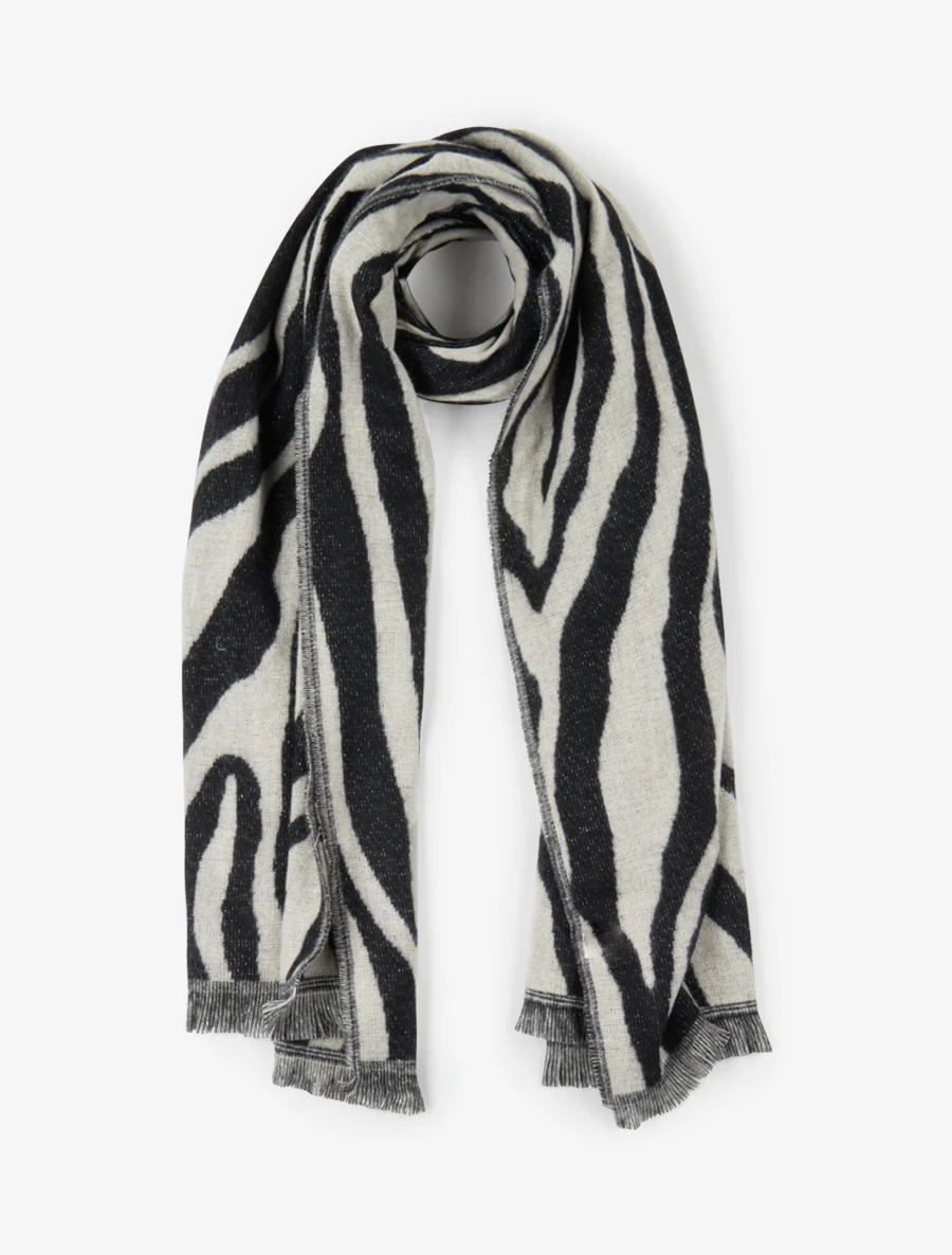 Zachte sjaal met zebraprint - Zwart