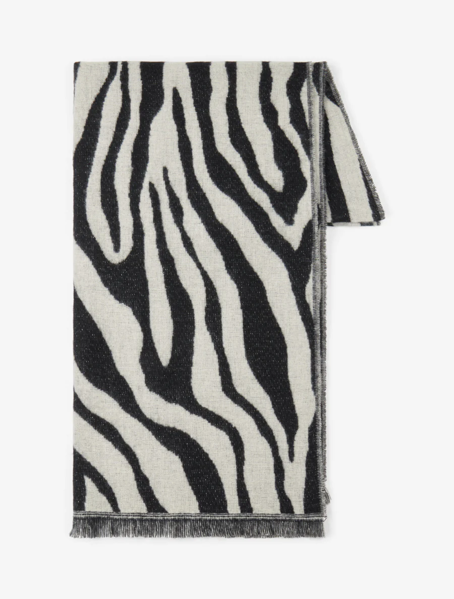 Zachte sjaal met zebraprint - Zwart - Image 2