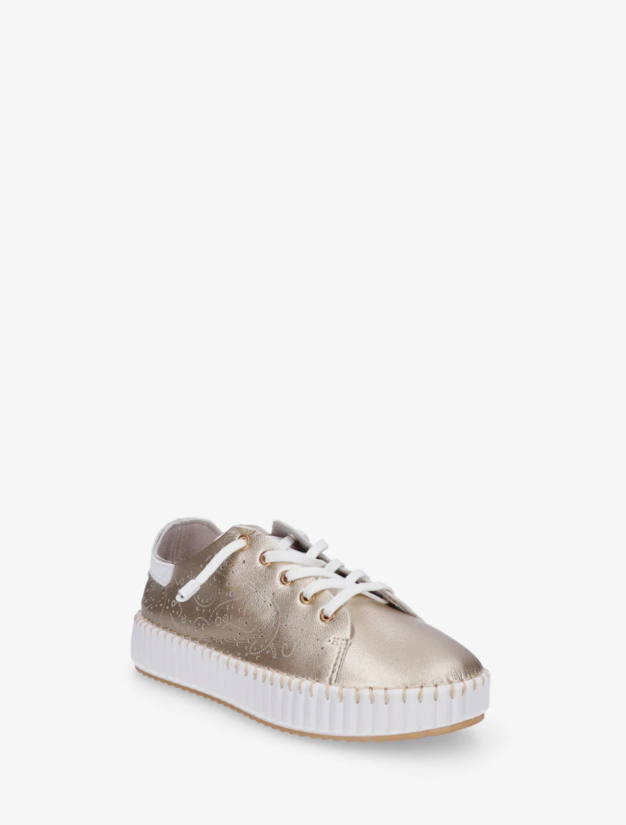 Zachte sneakers met opengewerkte patronen - Goud - Image 2