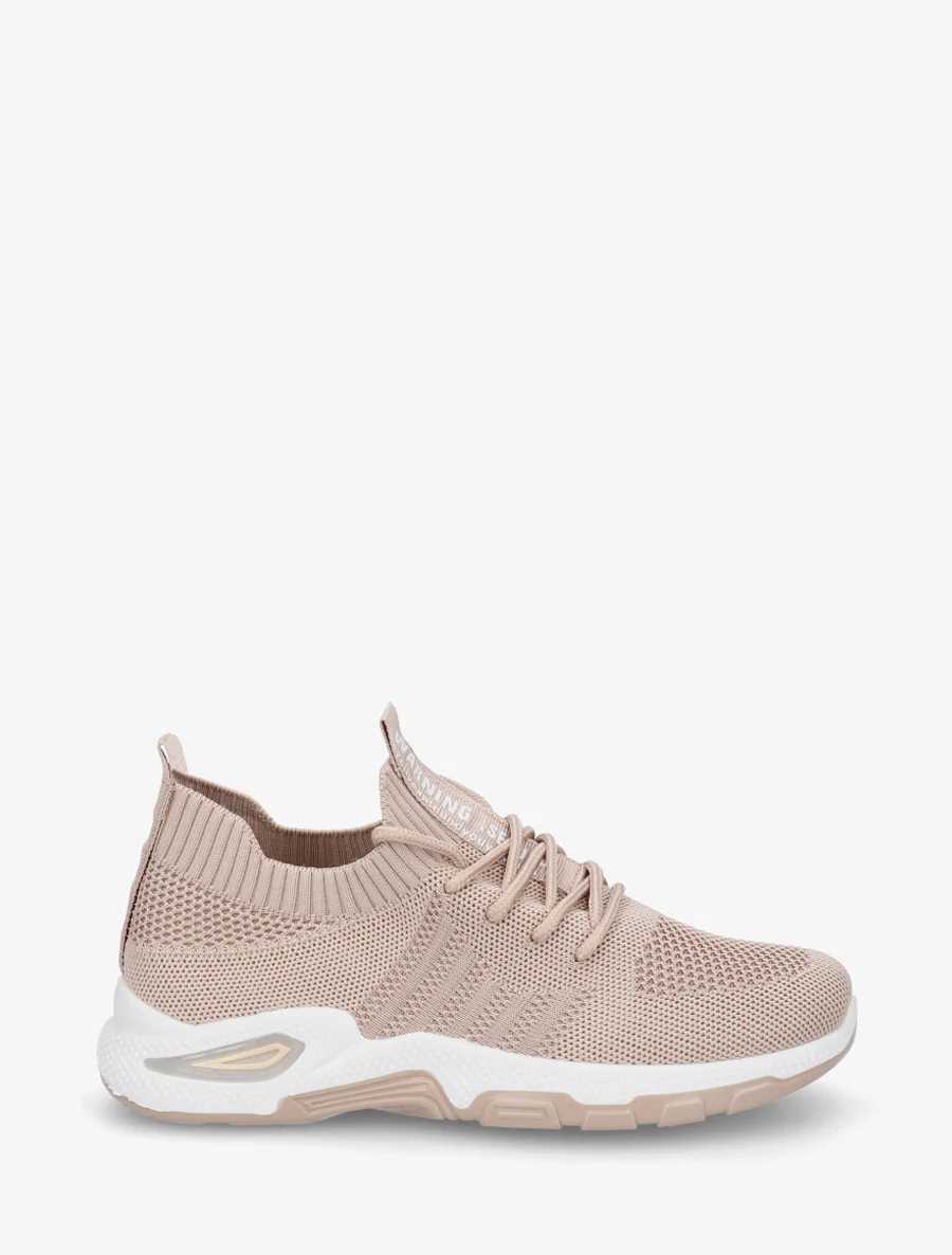 Zachte sneakers van mesh - Donker beige