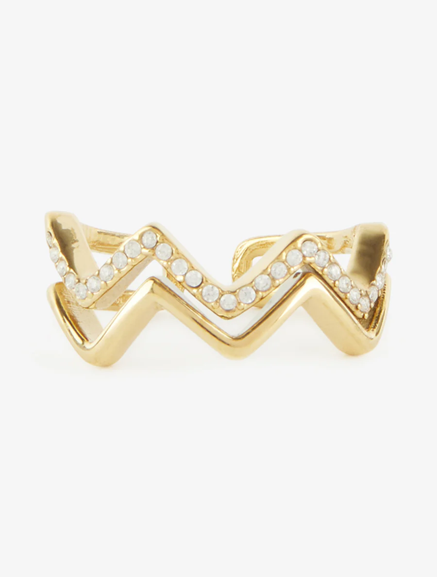 Zigzagring met strass. - Goud - Image 3