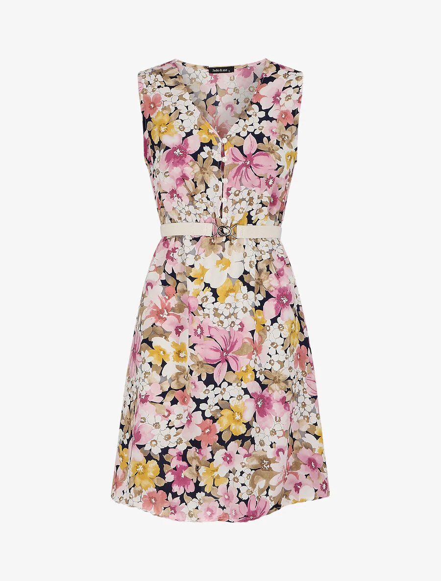 Zomerbloemenprint plooirok - Roze