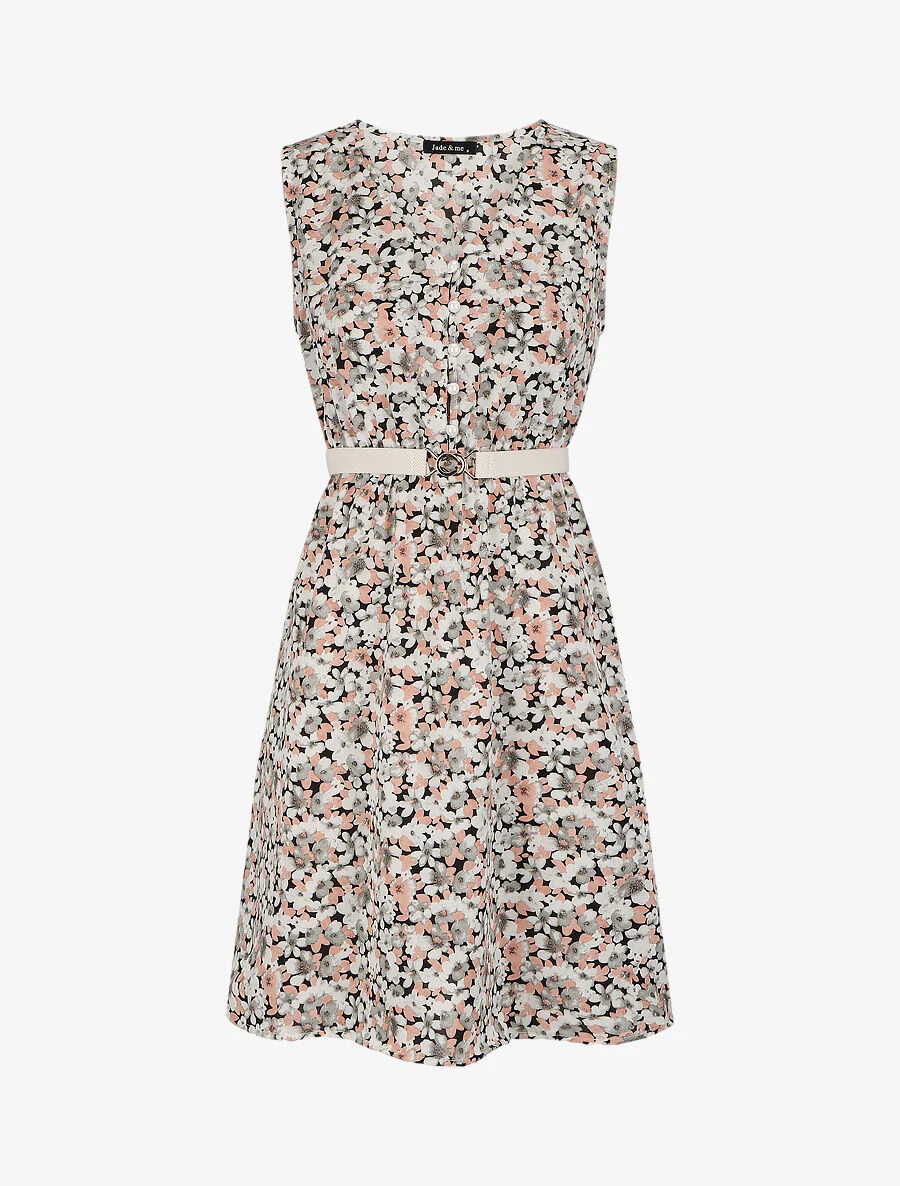 Zomerbloemenprint plooirok - Zwart