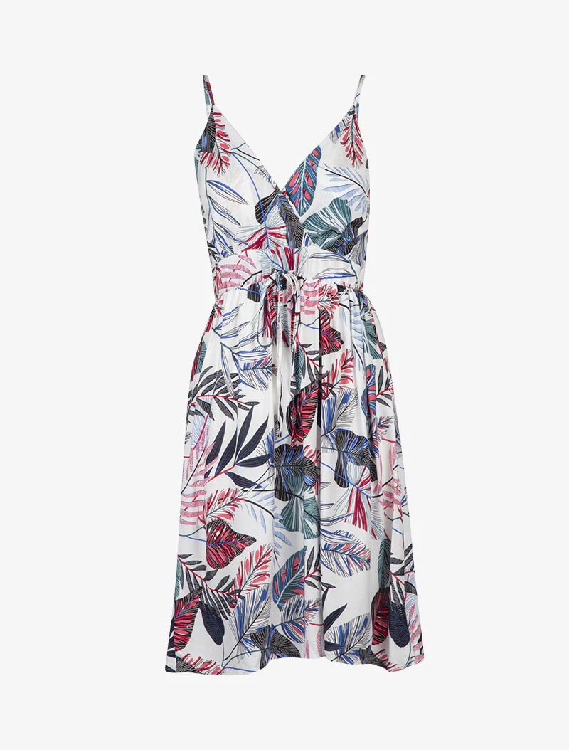 Zomerjurk met tropische print - wit