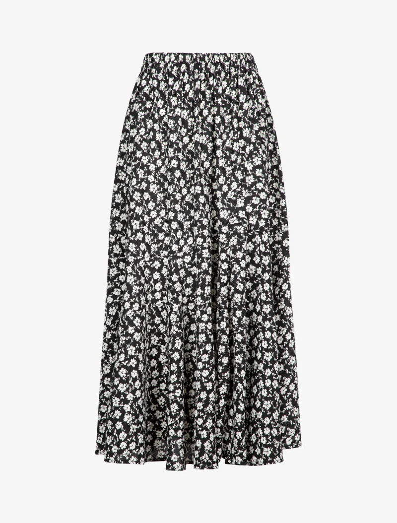 Bloemen trapeze rok - zwart - Image 2