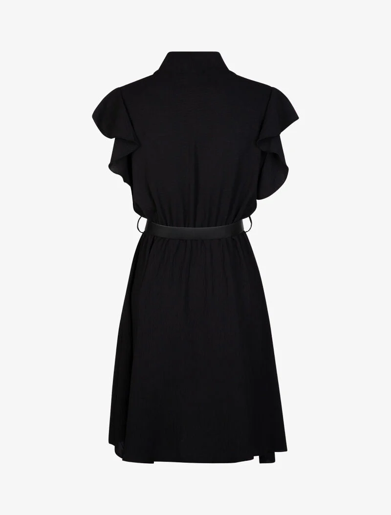 Fit & flare jurk met volantmouwtjes - Zwart - Image 2
